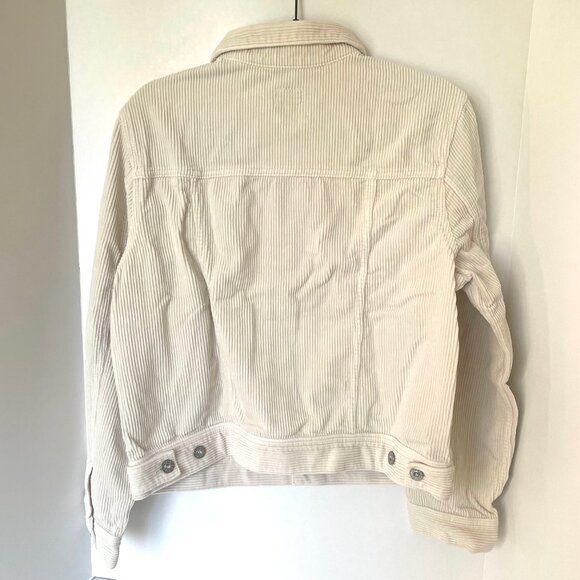 Anthropologie Corduroy Cropped Trucker Jacket L White - Picture 3 of 11